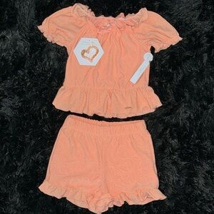 💜🌟 Tahari: Girls Peach Floral Matching 2pc Set💜🌟